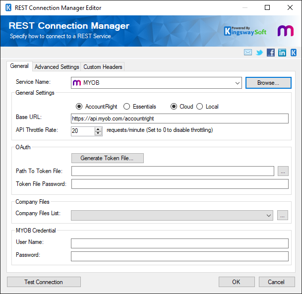 SSIS REST MYOB Connection Manager